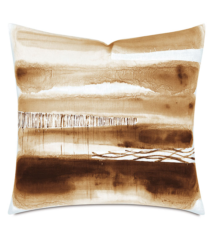 PALETTE HAND PAINTED DECORATIVE PILLOW IN RUST