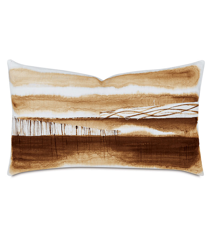 PALETTE HAND PAINTED DECORATIVE PILLOW IN RUST
