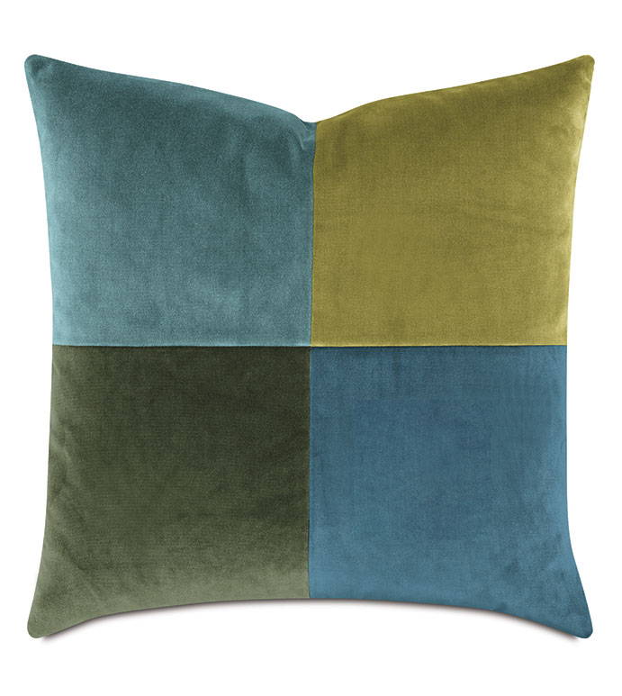 UMA COLORBLOCK DECORATIVE PILLOW IN DARK CYAN