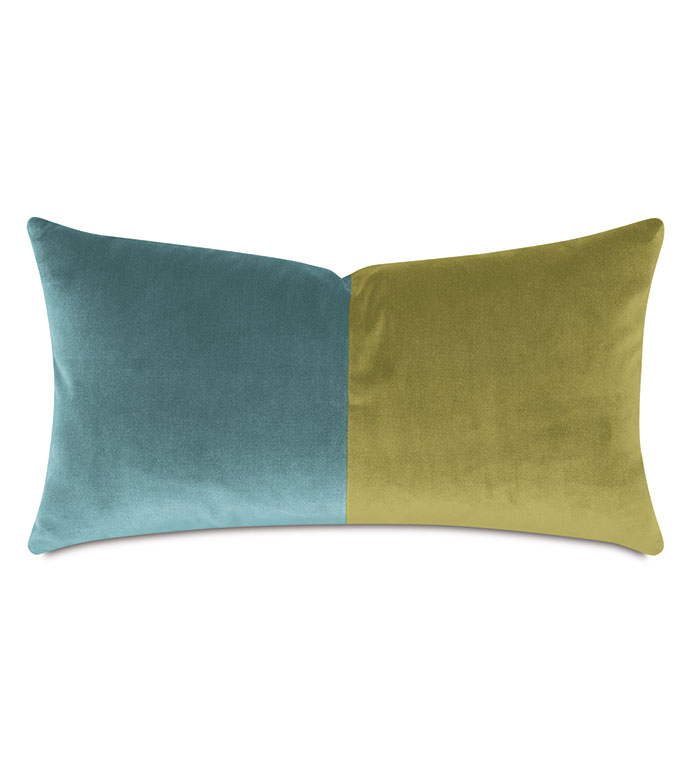 UMA COLORBLOCK DECORATIVE PILLOW IN DARK CYAN