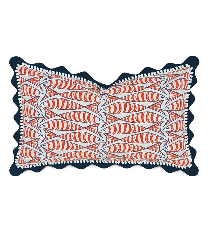 BOQUERONES SCALLOPED DECORATIVE PILLOW IN PAPAYA