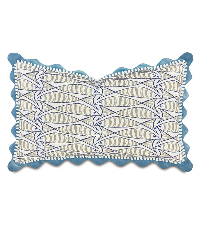 BOQUERONES SCALLOPED DECORATIVE PILLOW IN STORM