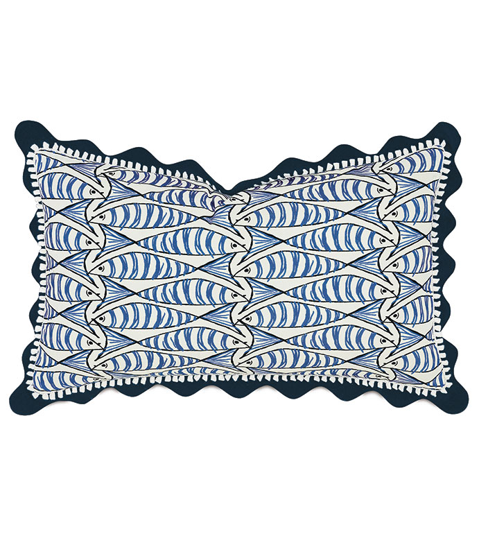 BOQUERONES SCALLOPED DECORATIVE PILLOW IN SAPPHIRE
