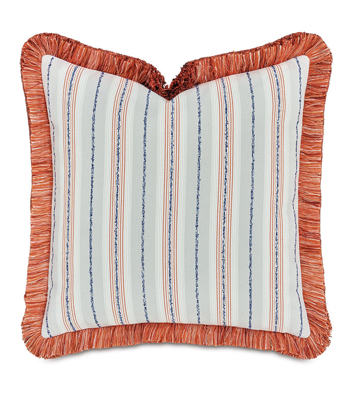 WELLERMAN STRIPED DECORATIVE PILLOW IN CORAL