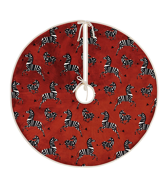 Tenenbaum Zebra Tree Skirt in Cherry