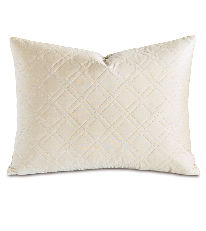 Coperta Diamond Quilted Standard Sham in Ivory