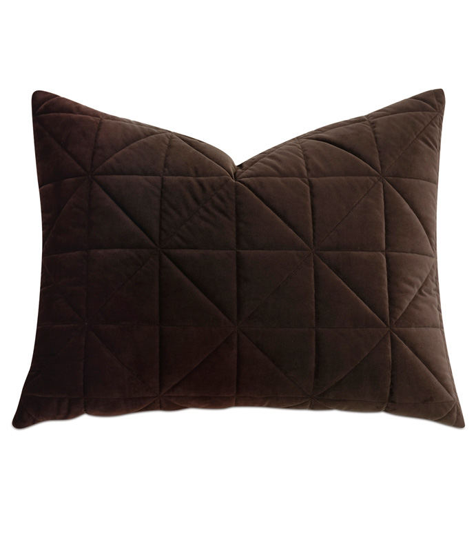 Nova Quilted Velvet Standard Sham in Cocoa