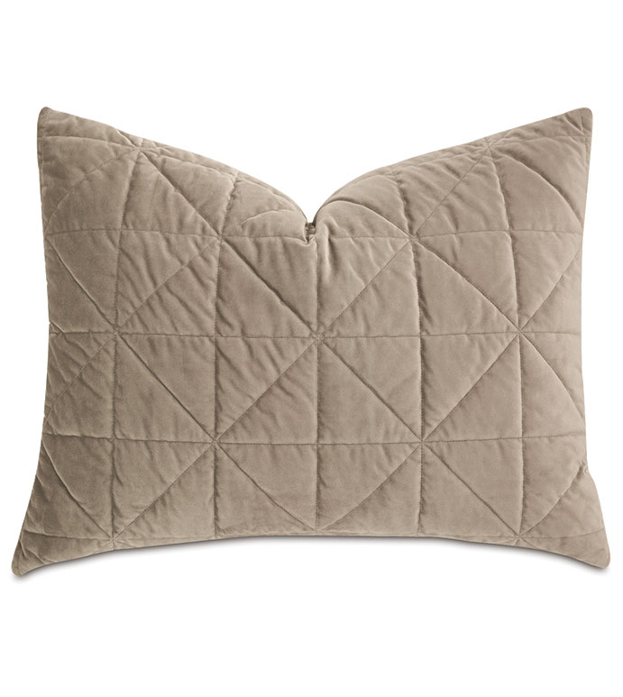 Nova Quilted Velvet Standard Sham in Fawn