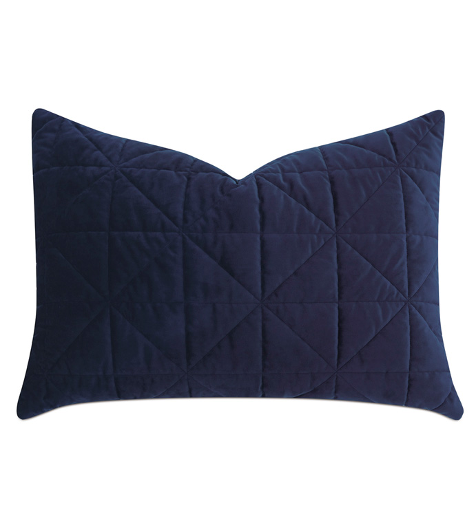 Nova Quilted Velvet Standard Sham in Indigo