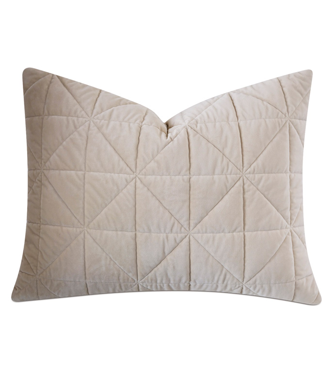 Nova Quilted Velvet Standard Sham in Ivory