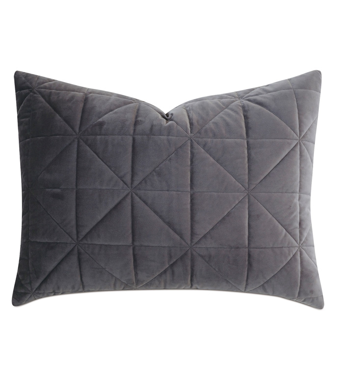 Nova Quilted Velvet Standard Sham in Slate