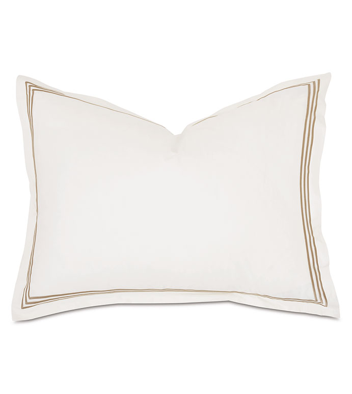 Tessa Satin Stitch Standard Sham in Ivory/Antique