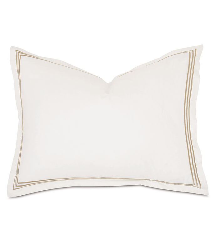 Tessa Satin Stitch Standard Sham in Ivory/Bisque