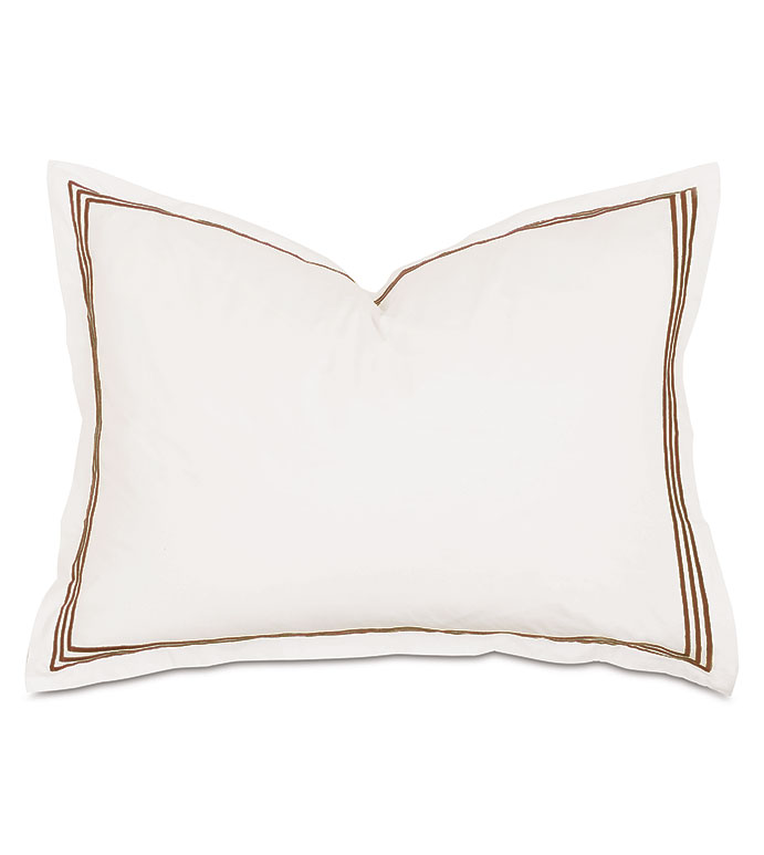 Tessa Satin Stitch Standard Sham in Ivory/Brown