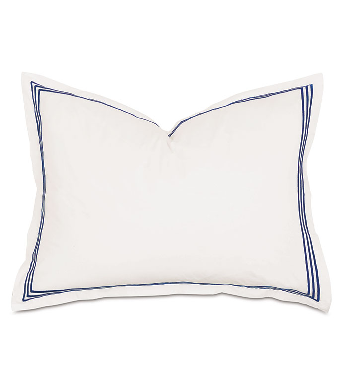 Tessa Satin Stitch Standard Sham in Ivory/Navy