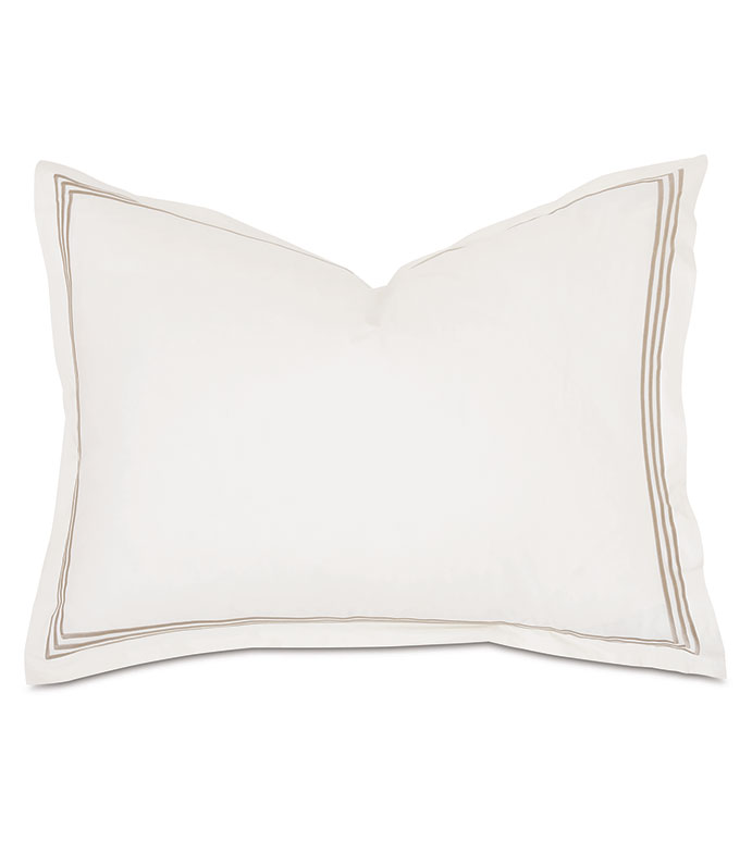 Tessa Satin Stitch Standard Sham in Ivory/Sable