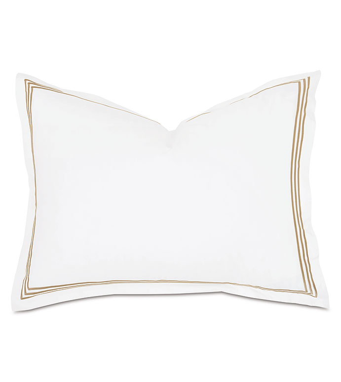 Tessa Satin Stitch Standard Sham in White/Antique