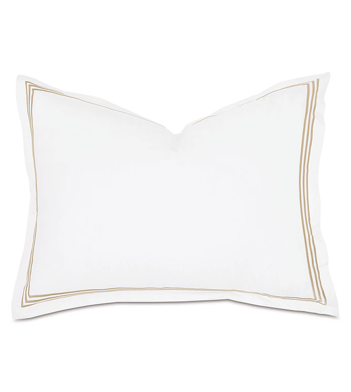 Tessa Satin Stitch Standard Sham in White/Bisque