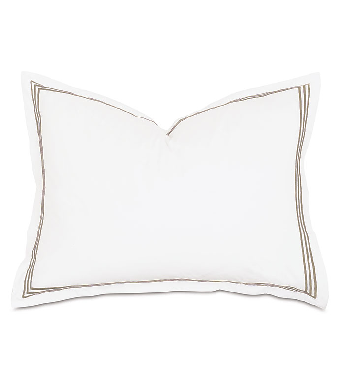 Tessa Satin Stitch Standard Sham in White/Sable