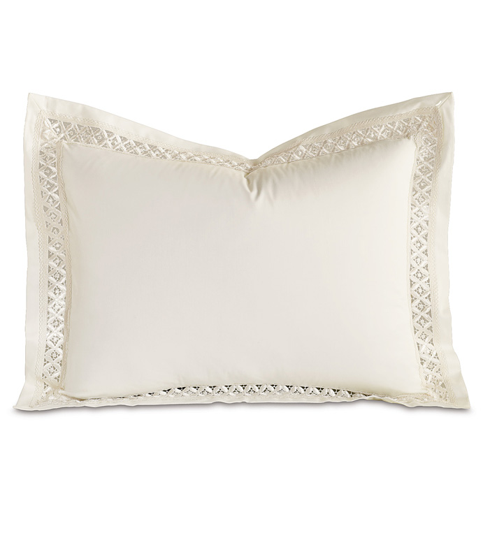 Juliet Lace Standard Sham in Ivory/Ivory