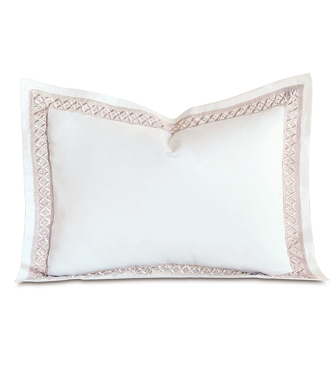 Juliet Lace Standard Sham in White/Fawn