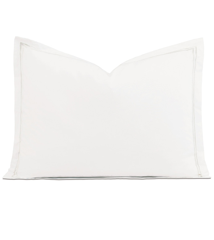 Enzo Satin Stitch Standard Sham in White