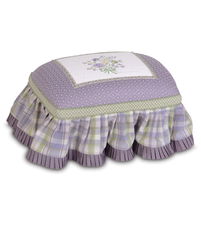 Hand-Painted Lily Footstool