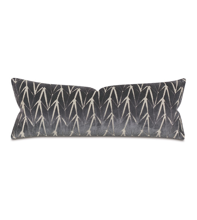 Phase Oblong Velvet Decorative Pillow In Gray