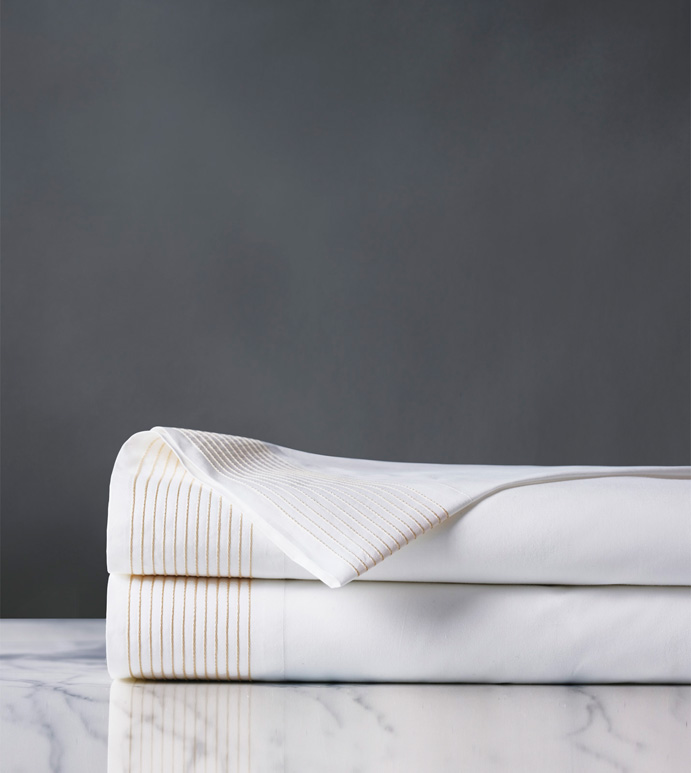 Marsden Satin Stitch Flat Sheet in Bisque