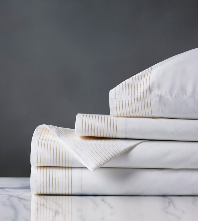 Marsden Satin Stitch Sheet Set in Bisque