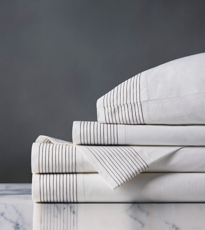 Marsden Satin Stitch Sheet Set in Dove