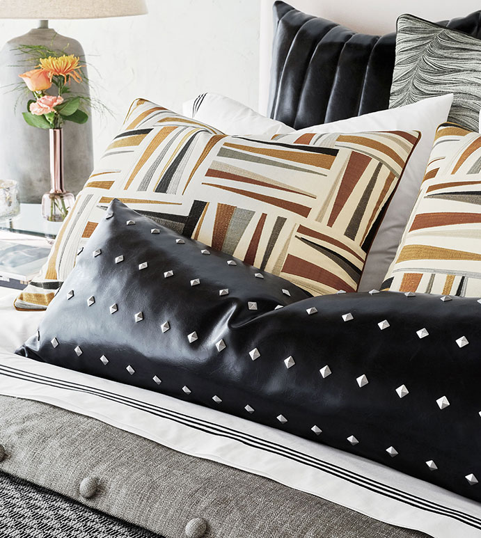 Zelda Studded Decorative Pillow - 13x36 | Eastern Accents