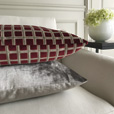 Stamp Cut Velvet Decorative Pillow In Ruby