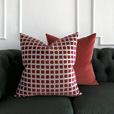 Stamp Cut Velvet Decorative Pillow In Ruby