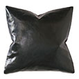 Tudor Leather Decorative Pillow in Onyx