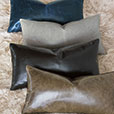 Tudor Leather Decorative Pillow In Dove