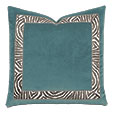 Uma Zebra Border Decorative Pillow in Teal