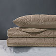 Nova Quilted Velvet Coverlet in Fawn