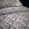 Nova Quilted Velvet Coverlet in Fawn