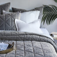 Nova Quilted Velvet Coverlet in Heather