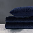 Nova Quilted Velvet Coverlet in Indigo