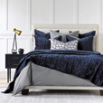 Nova Quilted Velvet Coverlet in Indigo