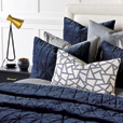 Nova Quilted Velvet Coverlet in Indigo