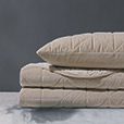 Nova Quilted Velvet Coverlet in Ivory