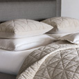 Nova Quilted Velvet Coverlet in Ivory