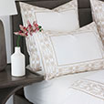 Nicola Embroidered Border Duvet Cover in Wheat