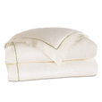Linea Velvet Ribbon Duvet Cover In Ivory & Aloe