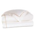 Linea Velvet Ribbon Duvet Cover In White & Nectar
