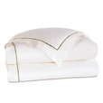 Linea Velvet Ribbon Duvet Cover In White & Oliva