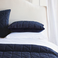 Nova Quilted Velvet Euro Sham in Indigo